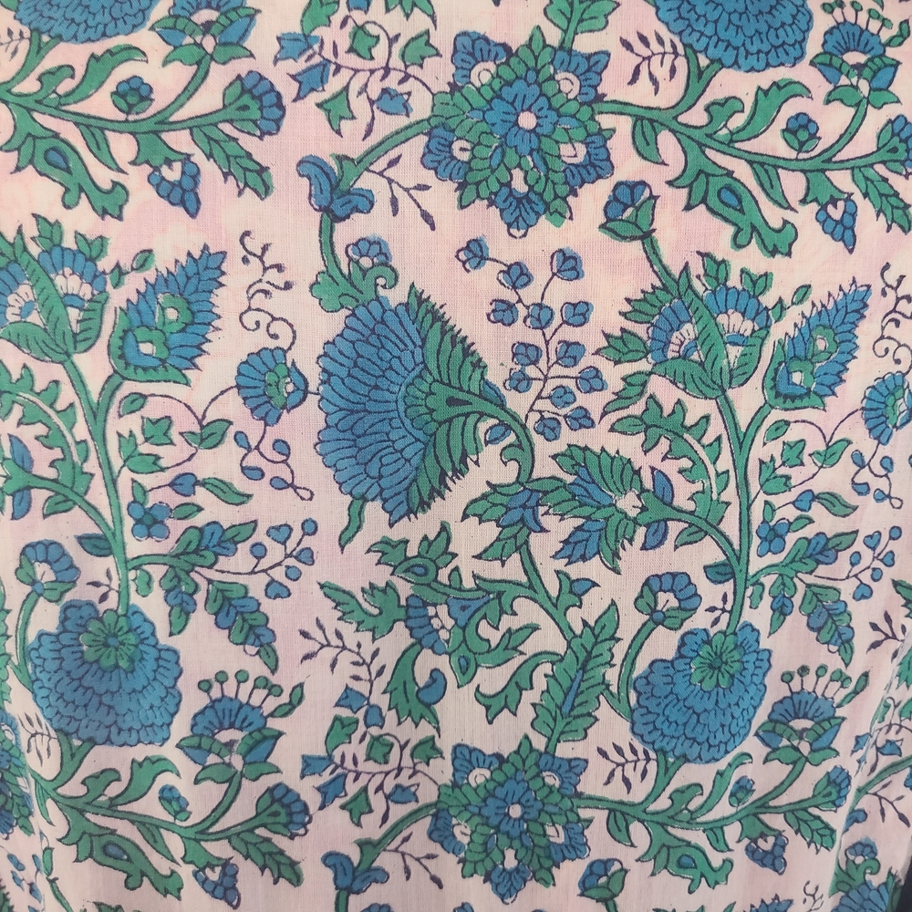 ​SZ Blockprints x J.Crew Kitty Dress in Pink Blue Floral Block Print - Picture 8 of 12